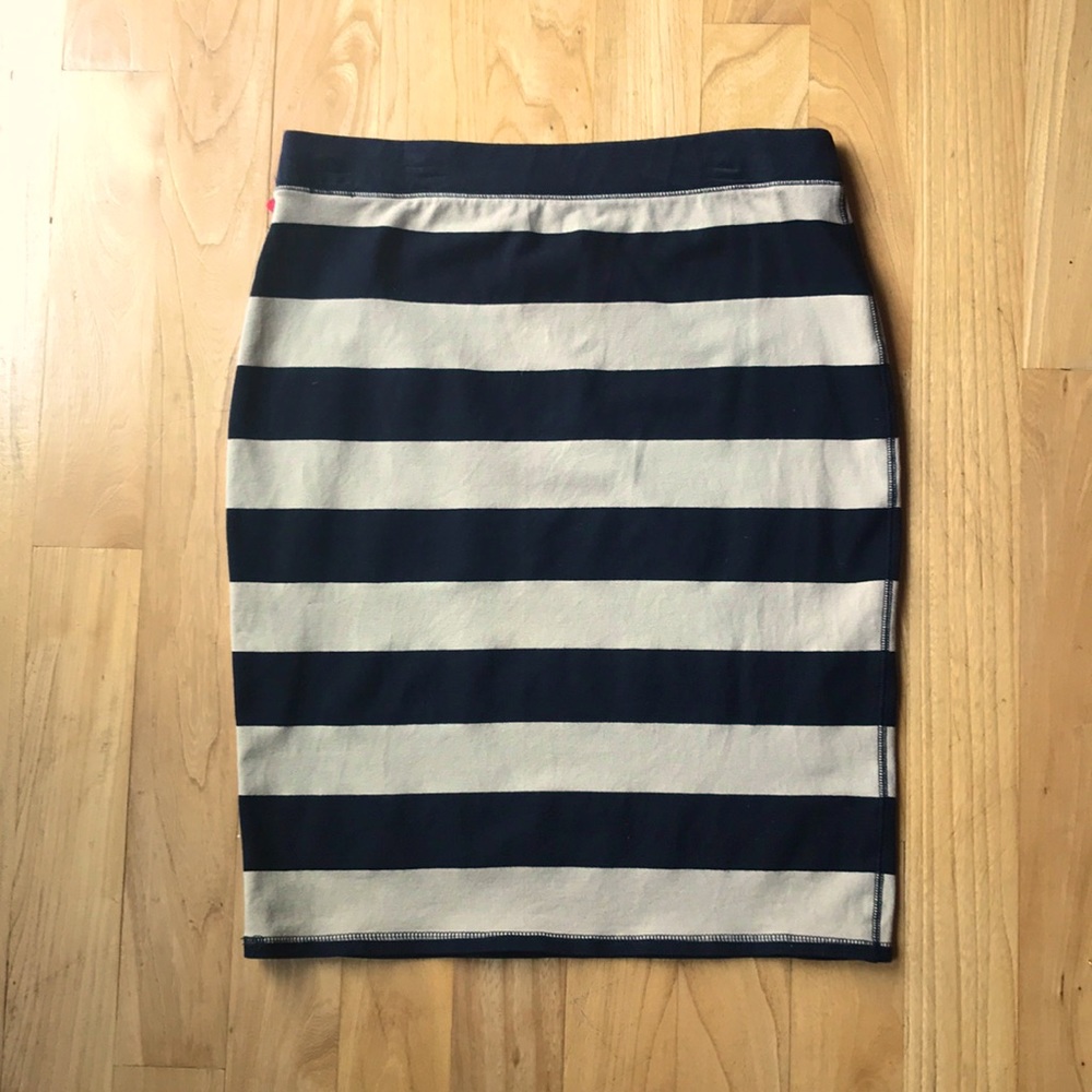 Camel and black striped skirt